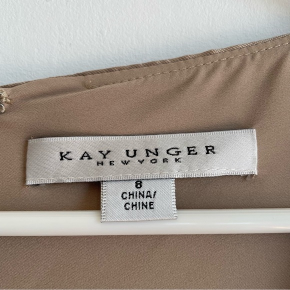 Kay Unger Sophie Jumpsuit Light Gold Dress Black Pants Sleeveless Formal Gown 8 - Picture 9 of 12